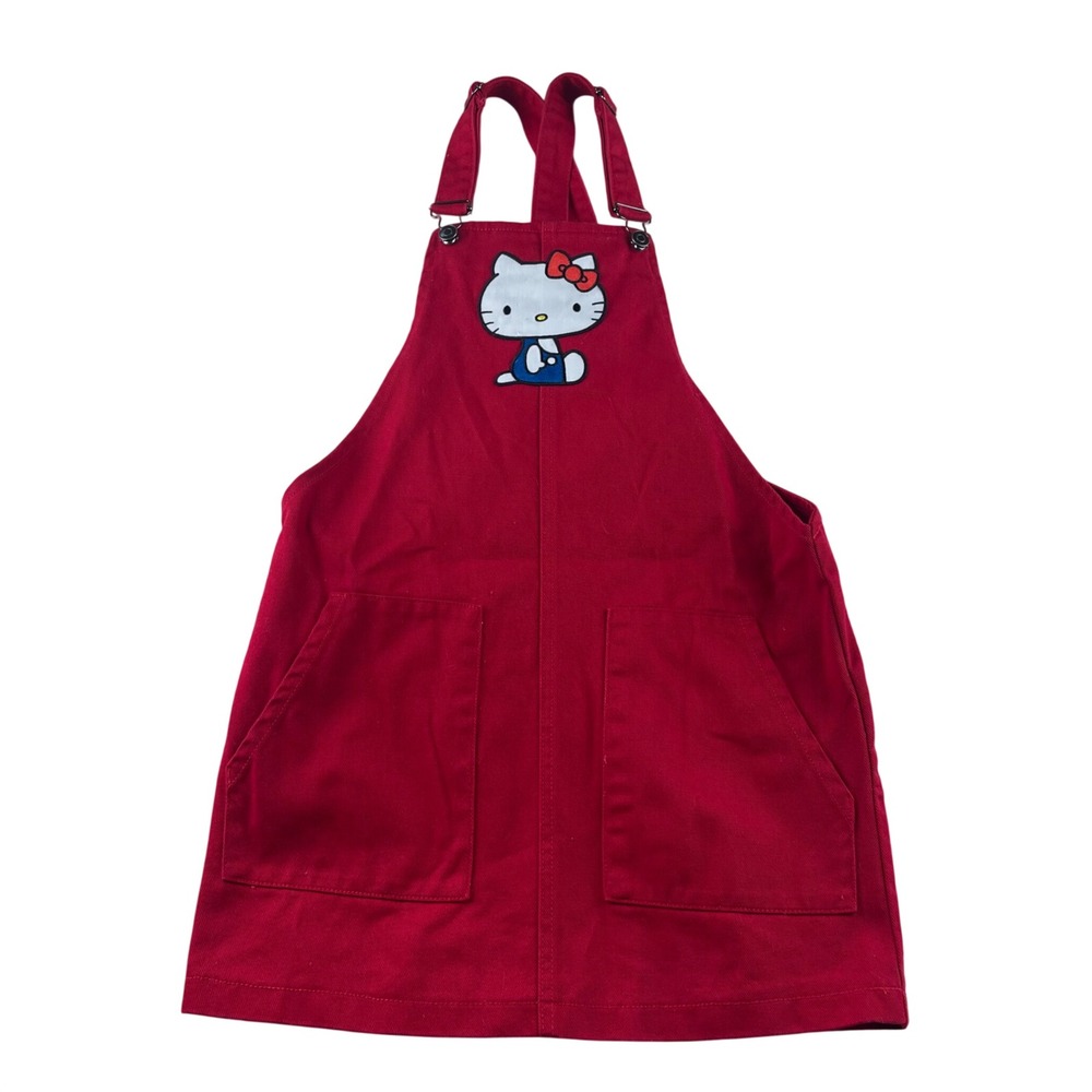 Hello Kitty Sanrio 2017 Red Cotton Pinafore Overall Dress Women Small SIL-34452